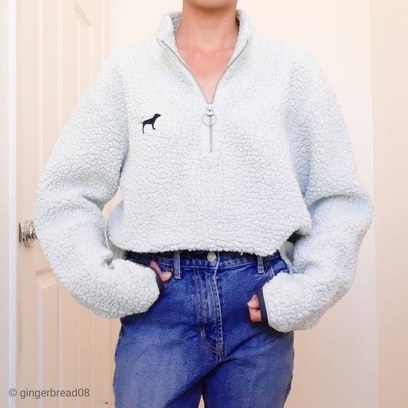 🍵Pink Victoria's Secret Mint Sherpa Pullover - Picture 7 of 8